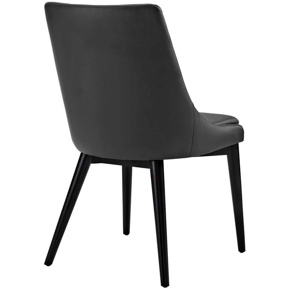 High Parsons Black Vegan Leather Side Chair with Tapered Wood Legs