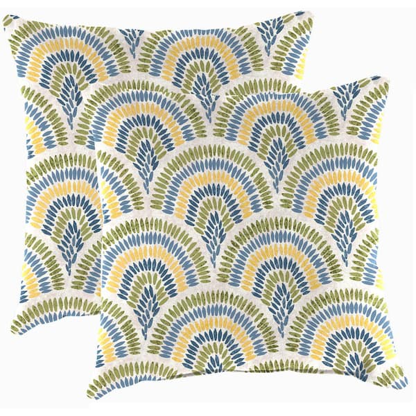 Jordan Manufacturing 20 in. L x 20 in. W x 5 in. T Square Outdoor Throw Pillow in Breaker Butter (2-Pack)