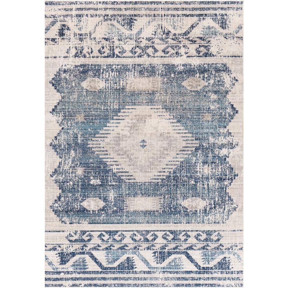 Livabliss Dewitt Blue 5 ft. x 7 ft. Indoor/Outdoor Area Rug ...