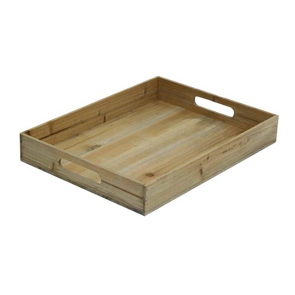 Crates & Pallet 17-1/2 in. x 13-3/8 in. x 2-1/2 in. Decorative Wood Tray in Weathered Gray