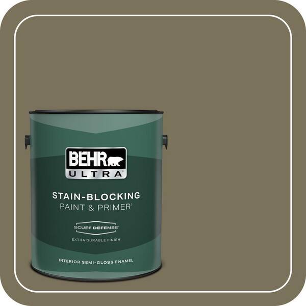 BEHR ULTRA 1 gal. #380F-7 Crocodile Extra Durable Semi-Gloss Enamel Interior Paint & Primer