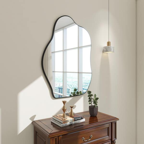 26 in. W x 38 in. H Irregular Frameless Wall Bathroom Vanity Mirror