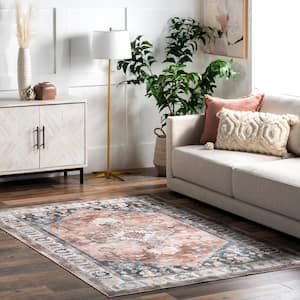 Lawrence Rust 5 ft. x 8 ft. Medallion Area Rug