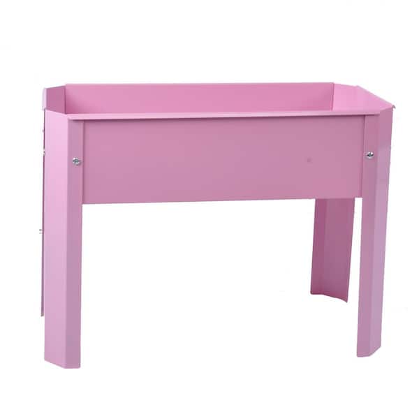 Huluwat 24 in. Pink Metal Elevated Garden Bed, Raised Planter Box for Vegetable and Flower