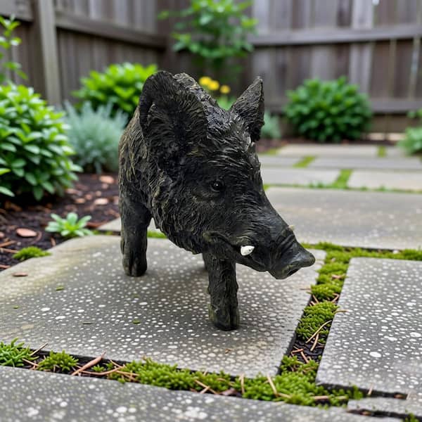 Clihome Simulated Wild Boar Resin Garden Statue, Indoor and