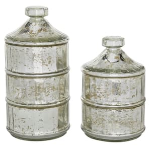 Grey Glass Vintage Decorative Jar (Set of 2)