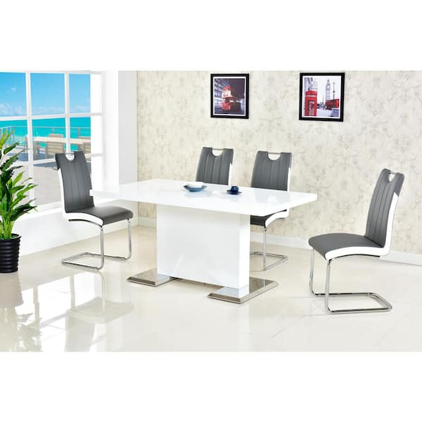 Bono Gray Faux Leather Side Chairs (Set of 2)