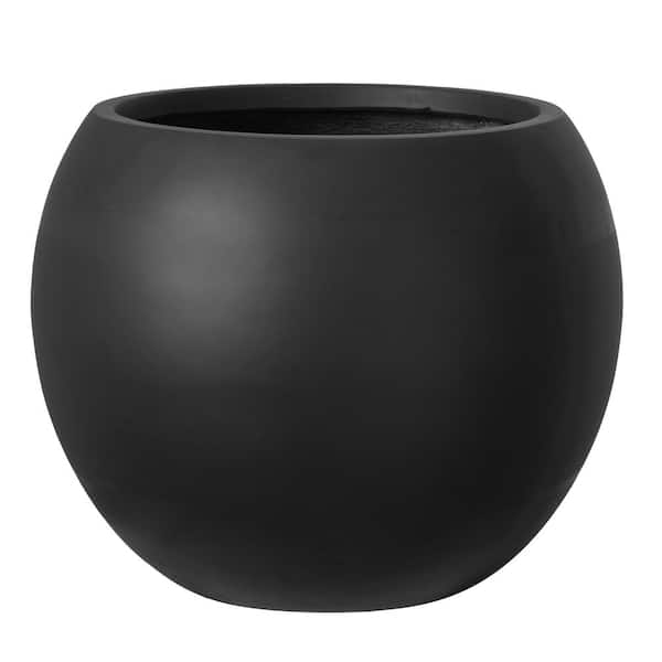 17.7 in. W x 13.7 in.H Large Modern Style Indoor/Outdoor Composite Planters, Round MgO Planter with Drainage Hole, Black