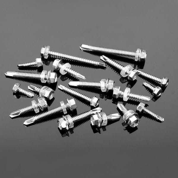 50 Pcs #12 X 1-1/2\" Self-Tapping Metal Screws - 410 Stainless Steel Hex Head Self-Drilling Screws For Metal, Plastic, Wood