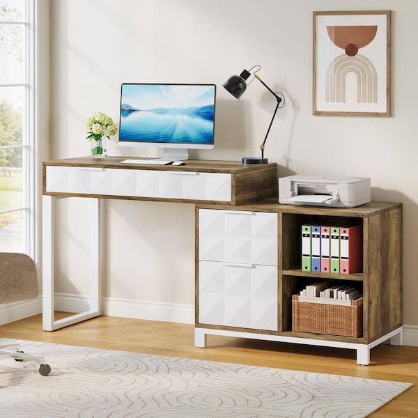 BYBLIGHT Capen 39.37 in. Rectangle Brown Wood 2-Drawer BYBLIGHT Capen 39.37 in. Rectangle Brown Wood 2-Drawer