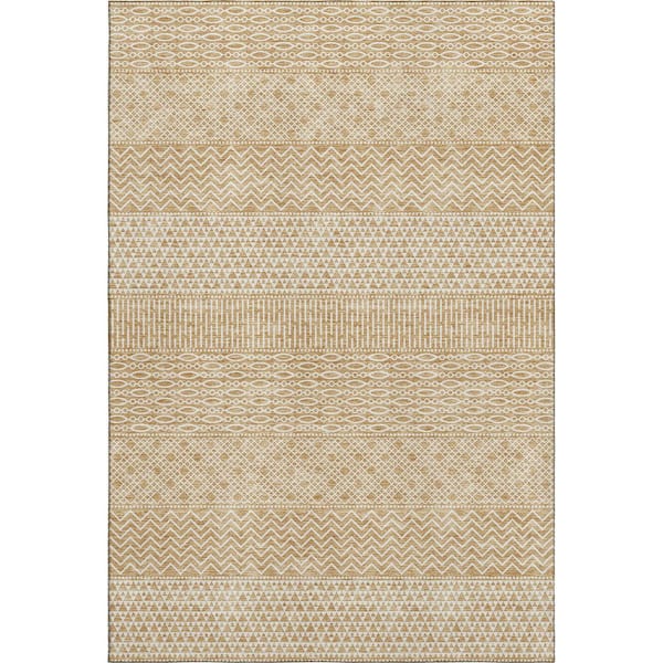 Addison Rugs Mayfield Premium Machine Washable Abstract AMF939 Gold 3 ft. x 5 ft. Area Rug