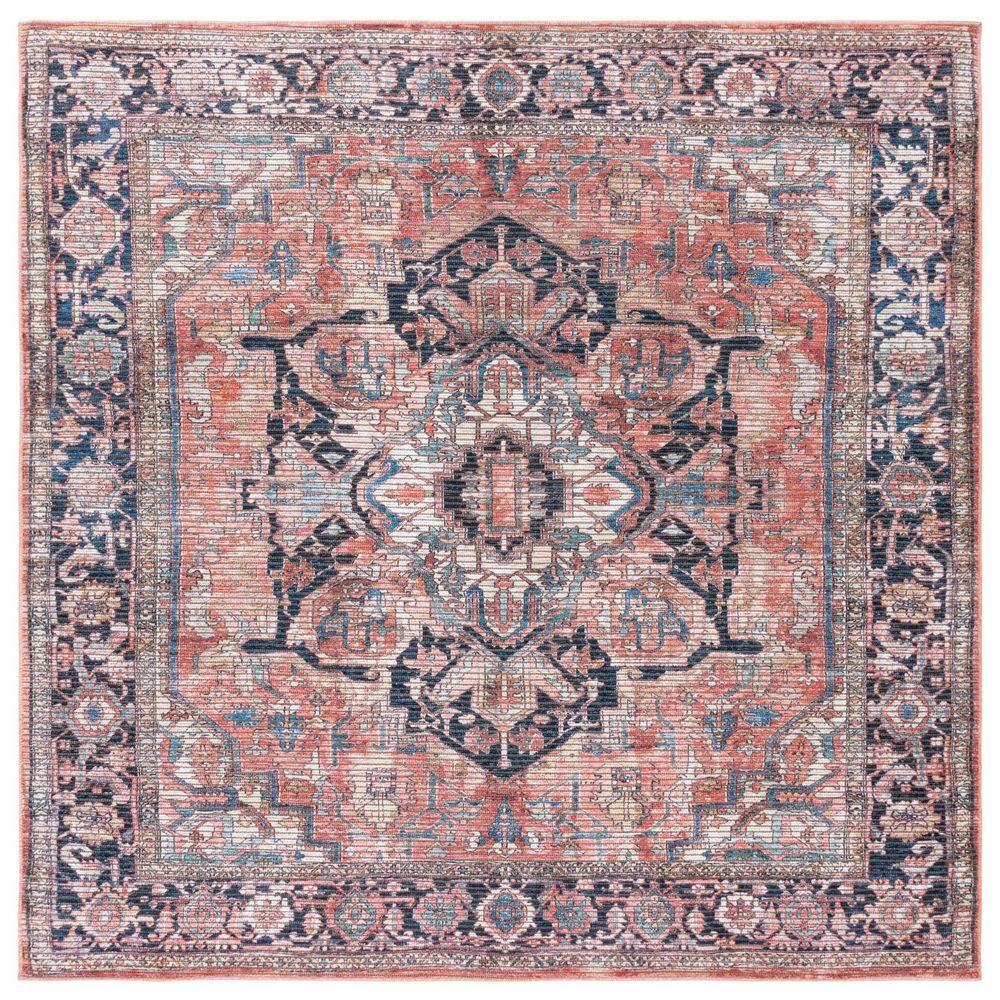 Serapi Rust/Navy 7 ft. x 7 ft. Machine Washable Border Ornate Square Area Rug price history on PriceWatchPro