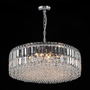 Orillia Modern 8-Light Chrome Round Glass Crystal Chandelier for Kitchen Island Dinning Table Living Room