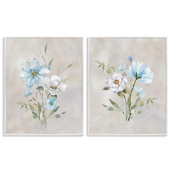 Stupell Industries Delicate Flower Tendrils by Livi Finn 2-Pieces White Framed Nature Giclee Art Print 14 in. x 11 in.