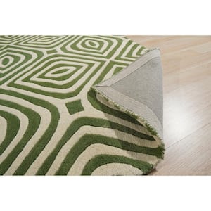 5 ft. x 8 ft. Green Elegant and Stylish Hand-Tufted Wool Contemporary Modern Tufted Stripes Premium Rectangle Area Rugs