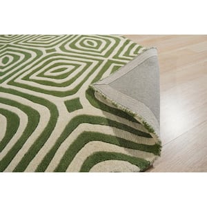 Green 5 ft. x 8 ft. Elegant and Stylish Hand-Tufted Wool Contemporary Modern Tufted Stripes Premium Rectangle Area Rugs