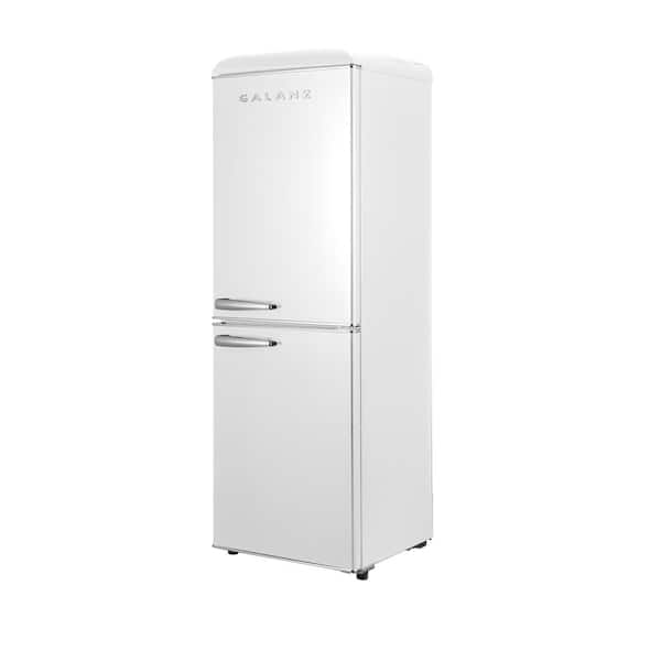 Galanz 22 in 7.6 cu ft. White Counter Depth Retro Top Mount Refrigerator  with Matte Black Hardware