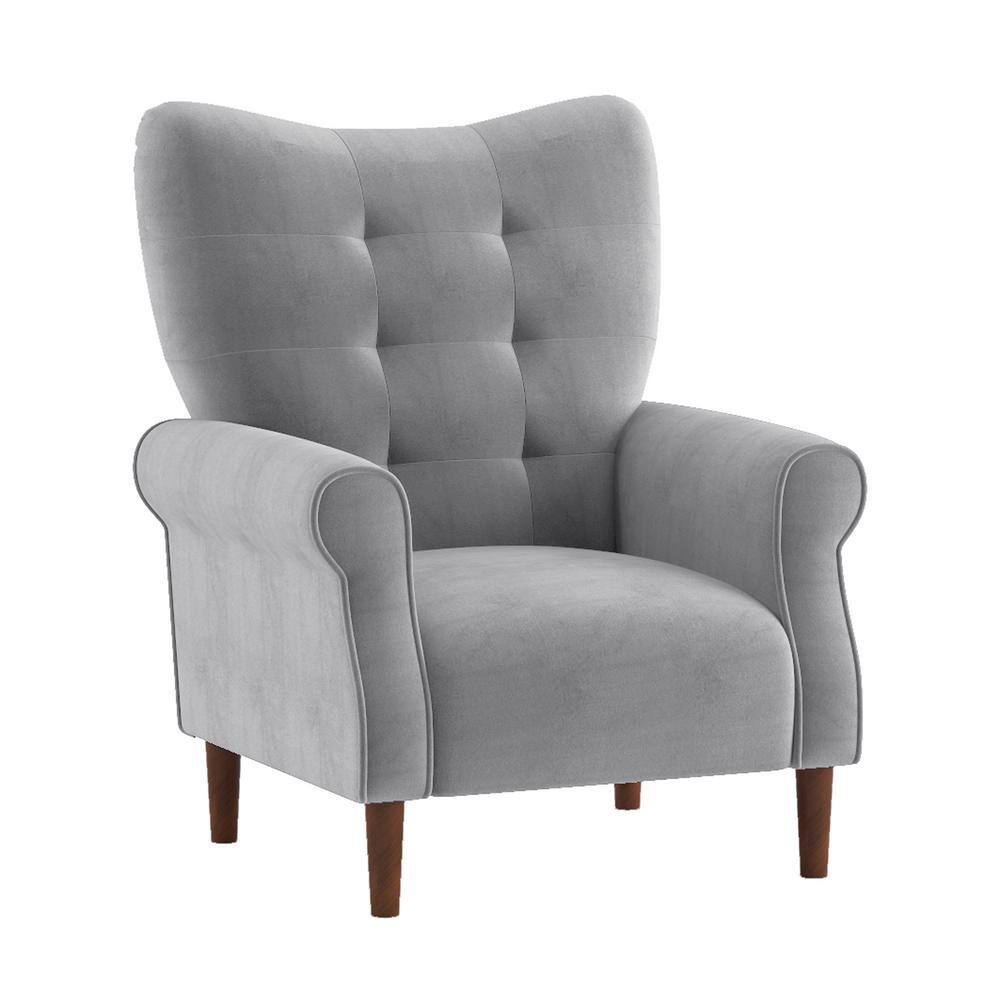 Cecily Dark Gray Velvet Tufted Back Club Accent Chair