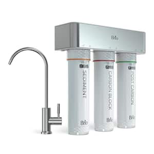 3-Stage Under Sink Filtration System, Brushed Nickel Faucet, 950 Gal. Capacity Sediment and Carbon Filters
