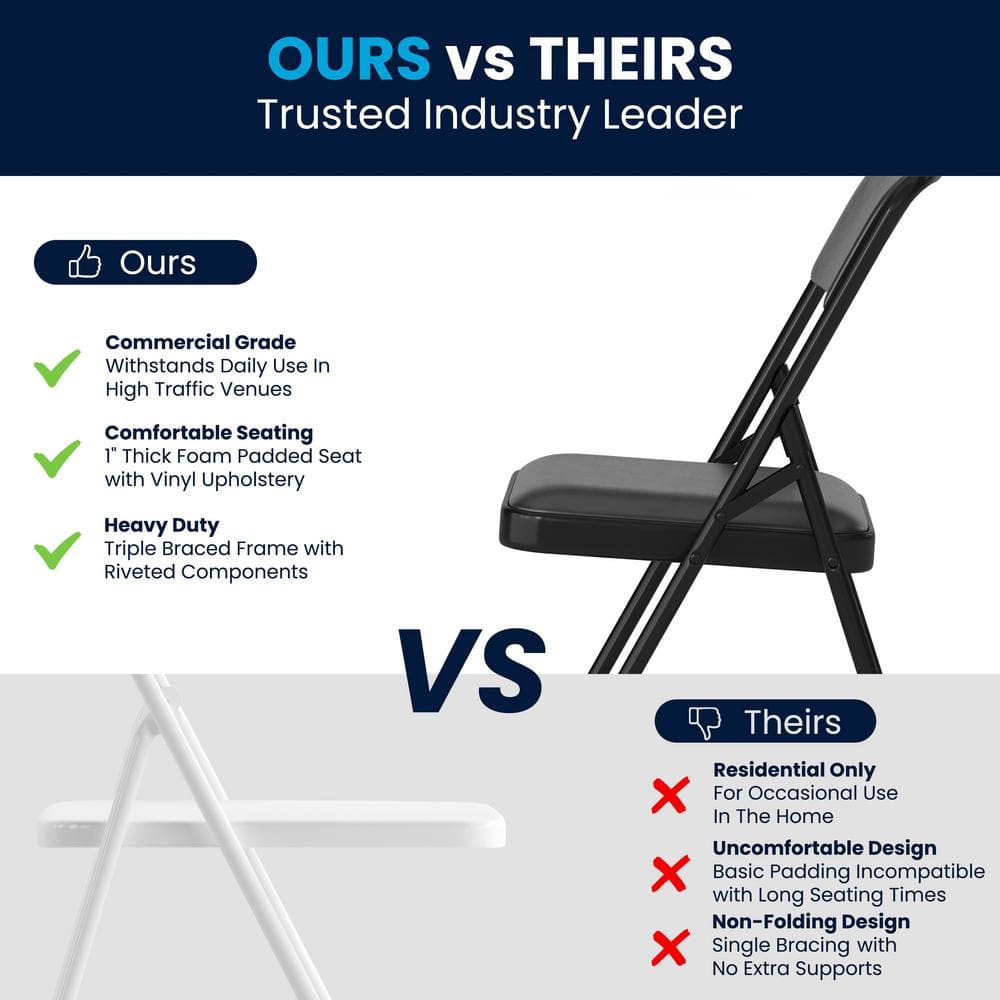 Hercules Series Black Steel Padded Folding Chair