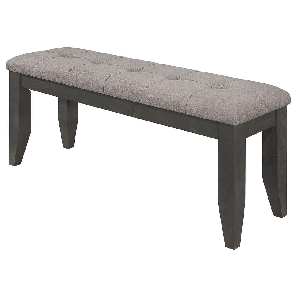 Gray Transitional Wood Bench with Padded Cushion, 47"