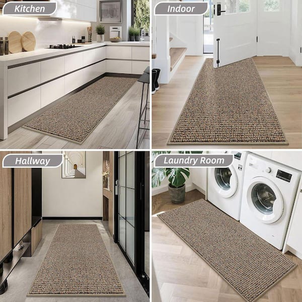 Beige 20 in. x 48 in. Outdoor Dirt Trapper Door Mat-Washable, Non