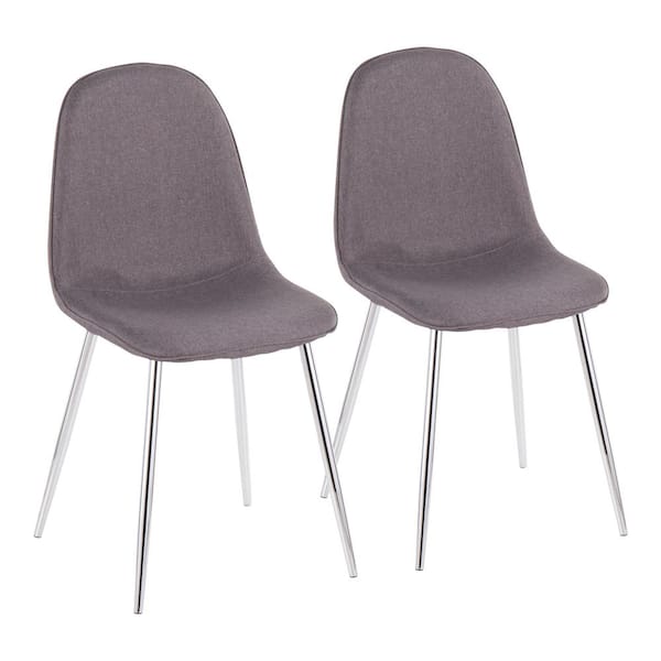 Lumisource Pebble Charcoal Fabric and Chrome Metal Dining Chair (Set of 2)