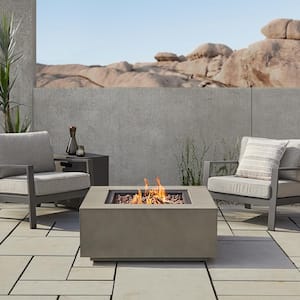 Aegean 36 in x 15 in. Square Steel Propane Fire Pit Table in Mist Gray with NG Conversion Kit