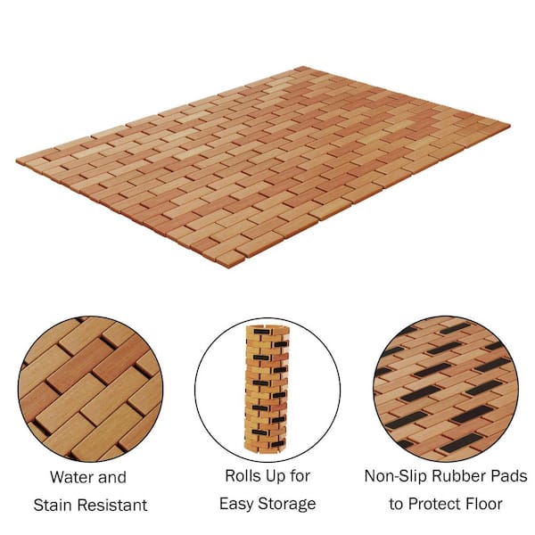 Wooden Floor Mat Wood Bathroom Mat for Indoor & Outdoor, Easy to Clean  Shower Mat Non-Slip Floor Mat for Shower, Bathtub, Spa, Sauna, Entryway,  Pool