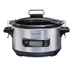  Hamilton Beach Portable 6 Quart Set & Forget Digital  Programmable Slow Cooker with Lid Lock, Temperature Probe, Dishwasher Safe  Crock & Lid, Black Stainless (33866) : Hamilton Beach: Everything Else