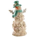 11 in. Polyresin Snowman with Blue Carf and Hat