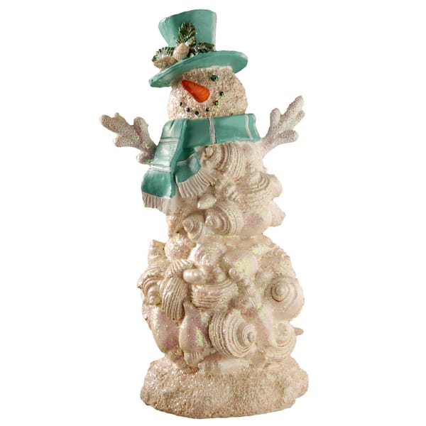 National Tree Company 11 in. Polyresin Snowman with Blue Carf and Hat