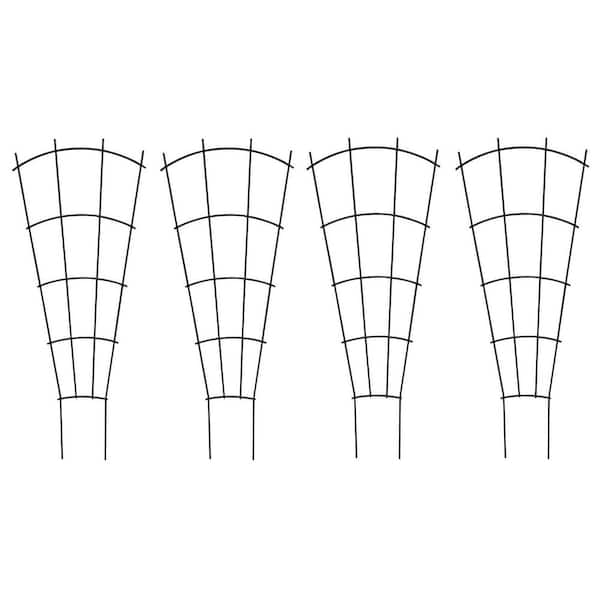 23.6 Inch Metal Fan Shape Trellis 4 Pack for Climbing Plants Flowers Indoor Outdoor Decorative Support Black