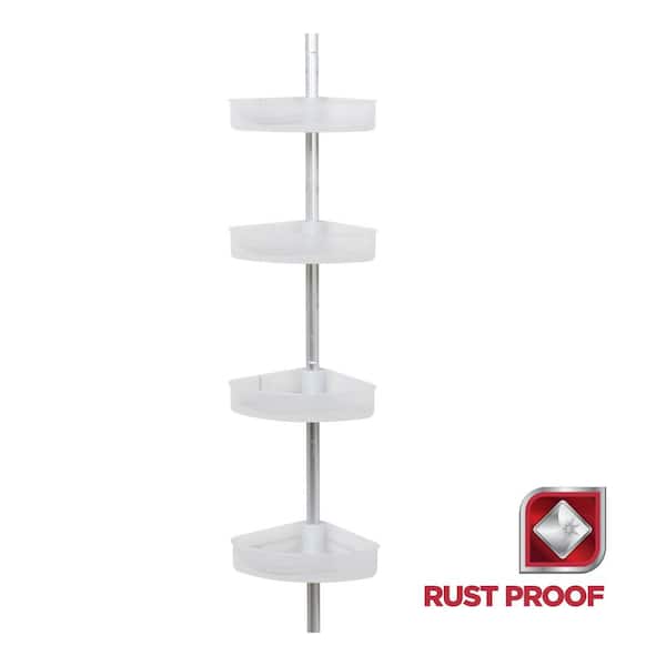 Zenith Products Tub and Shower Tension Pole Caddy 4 Shelf White