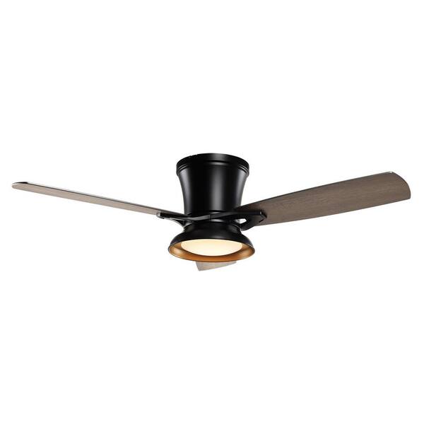 Parrot Uncle Mayna 52 In Indoor Black Flush Mount Chandelier Ceiling Fan With Light Kit And Remote Control Bbhtd20006a The Home Depot - Black Ceiling Fan With Light Menards
