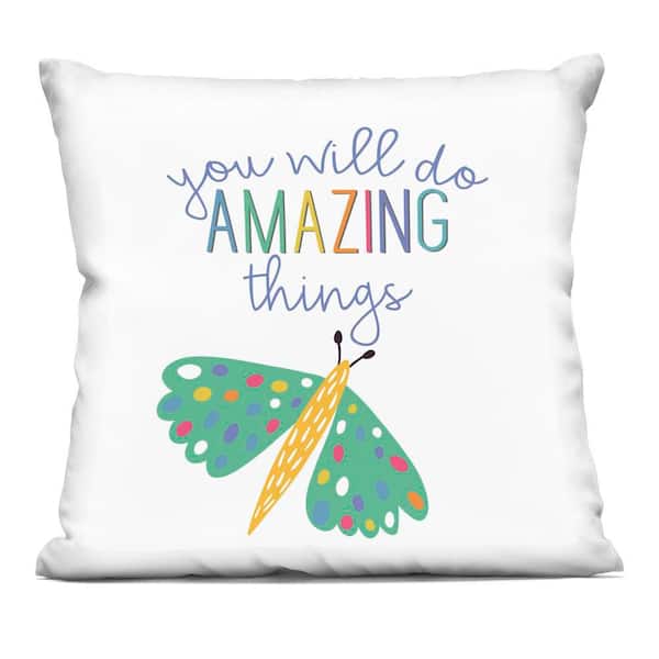 Stupell Industries Inspiring Do Amazing Things Green Abstract Polyester 18 in. x 18 in. Throw Pillow