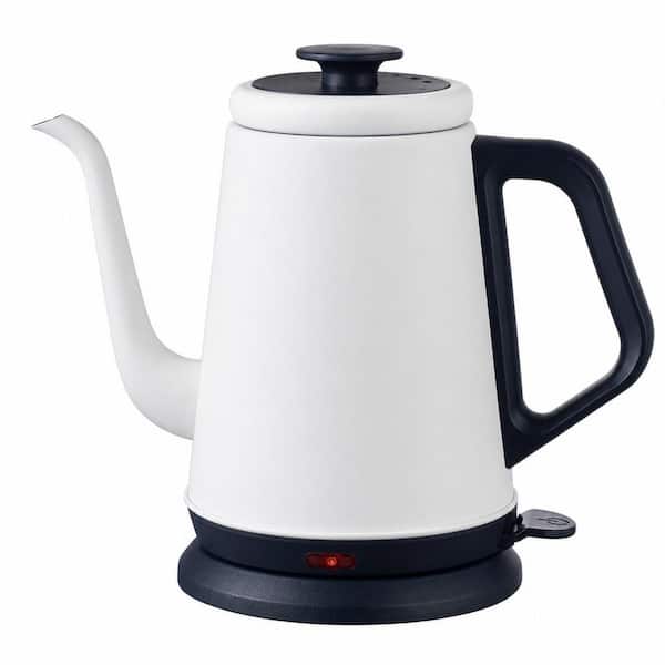 4-Cup White Gooseneck Electric Kettle, Stainless Steel Tea Kettle with Auto Shut-Off Protection