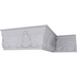 SAMPLE - 3-3/4 in. x 12 in. x 9-1/4 in. Polyurethane Alexandria Acanthus Leaf and Ribbons Crown Moulding