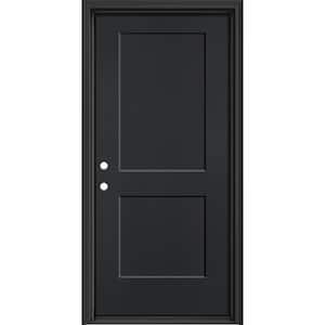 Performance Door System 36 in. x 80 in. Logan Right-Hand Inswing Black Smooth Fiberglass Prehung Front Door