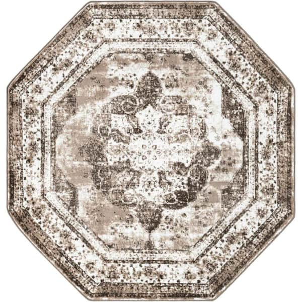 Unique Loom Sofia Salle Garnier Light Brown 6 ft. 1 in. x 6 ft. 1 in. Area Rug