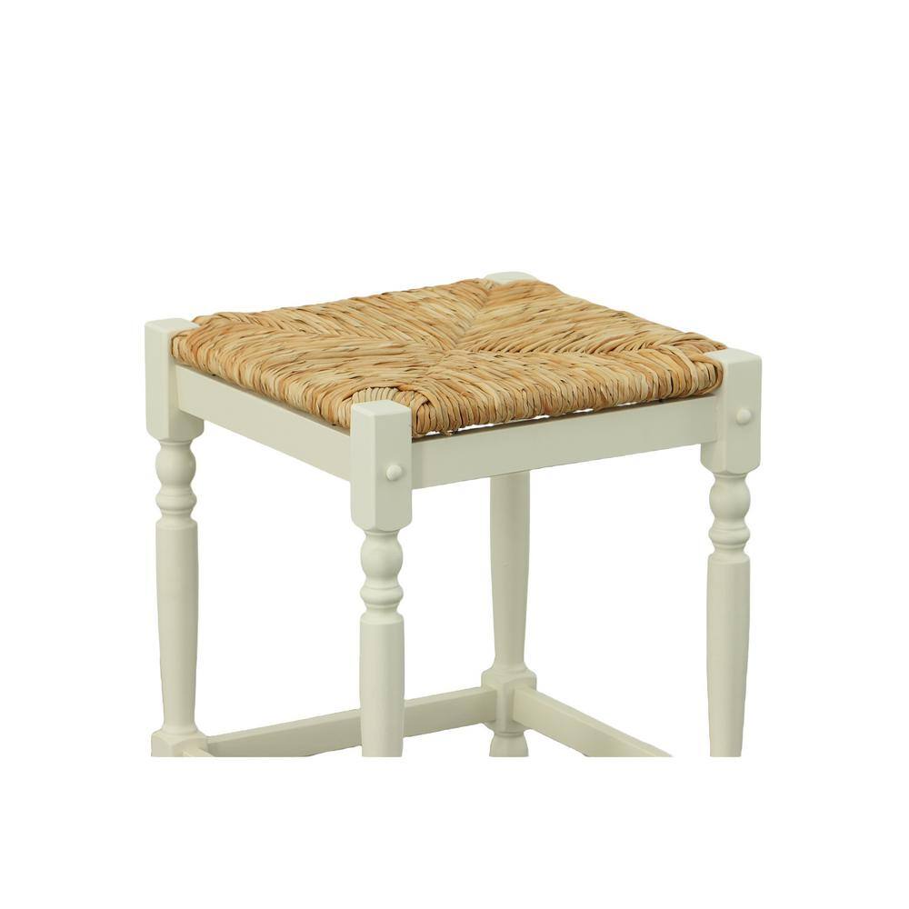 Rustic Farmhouse White Wood Backless Counter Stool