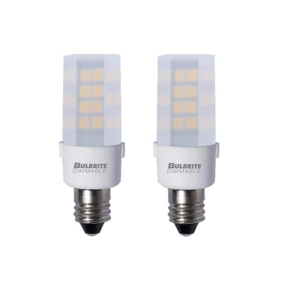 Bulbrite 35 - Watt Equivalent Soft White Light T4 (E12) Candelabra Screw, Dimmable Frost LED Light Bulb 3000K (2-Pack)
