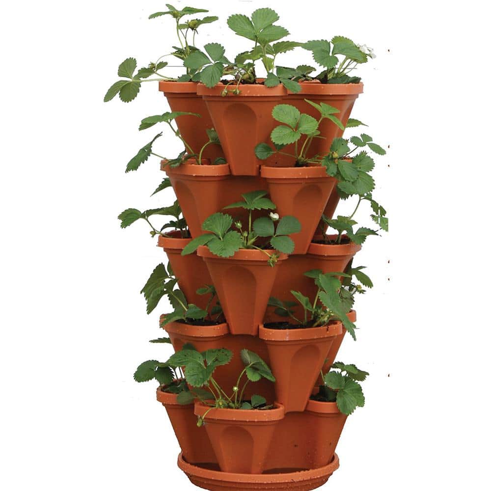 Plastic Stackable Garden Planter STGS-W - The Home Depot