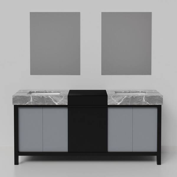 Lexora Zilara 72 in W x 22 in D Black and Grey Double Bath Vanity