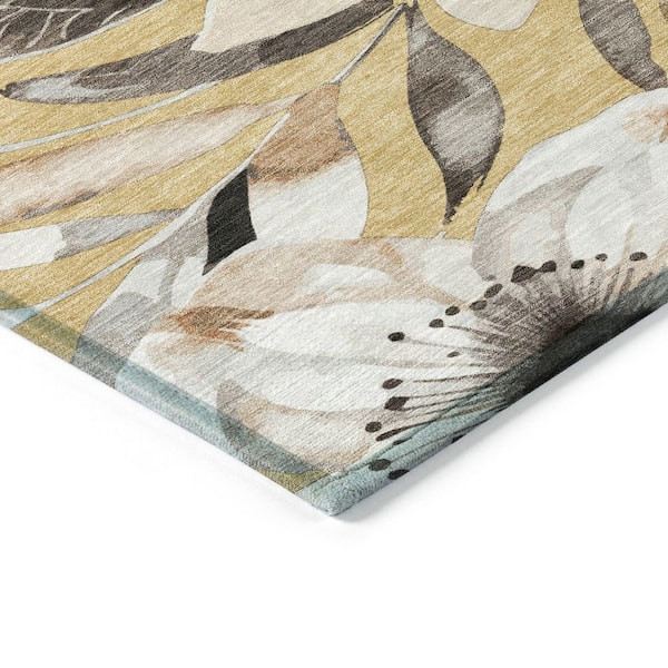 Chantille Machine Washable Indoor/Outdoor Abstract ACN2260 Gold 2 ft. 6 in. x 3 ft. 10 in. Area Rug