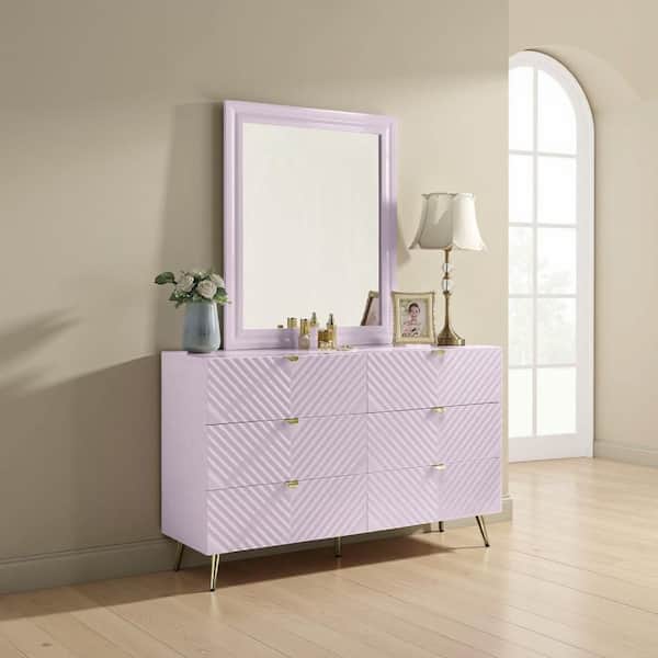 Tyra Pink 1 in. W x 39 in. H Rectangle Wood Framed Mirror
