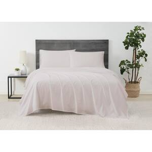 Solid Percale 4-Piece Blush Cotton Full Sheet Set