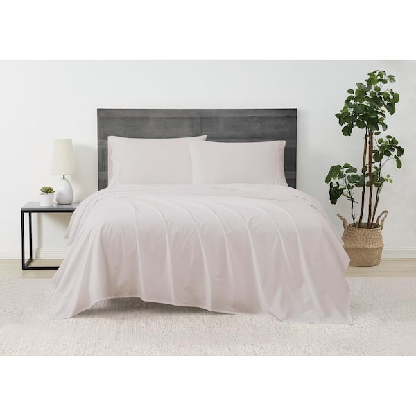 Cannon Solid Percale 5-Piece Blush Cotton Split King Sheet Set