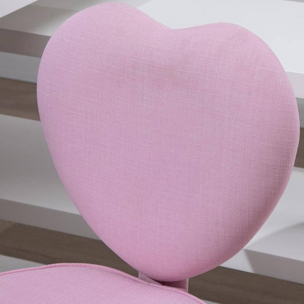 Pink Heart-Shaped Armless Swivel Office Chair with Adjustable Height