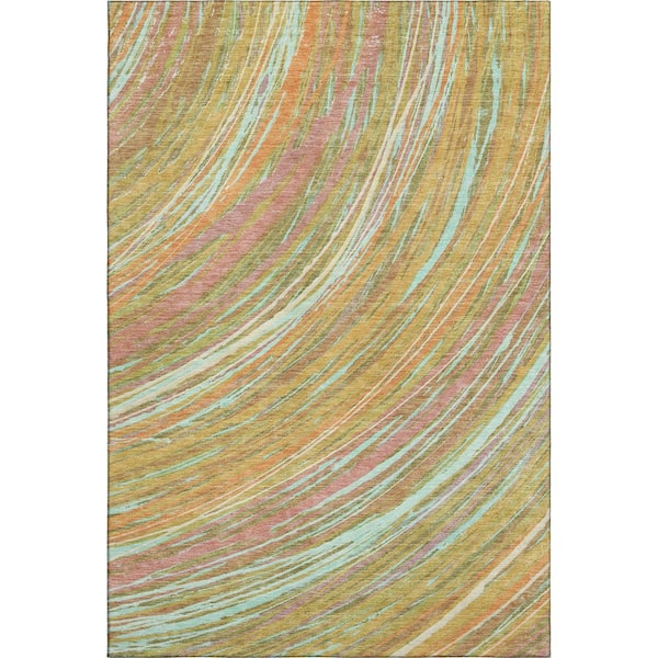 Mayfield Premium Machine Washable Abstract AMF2094 Gold 10 ft. x 14 ft. Area Rug